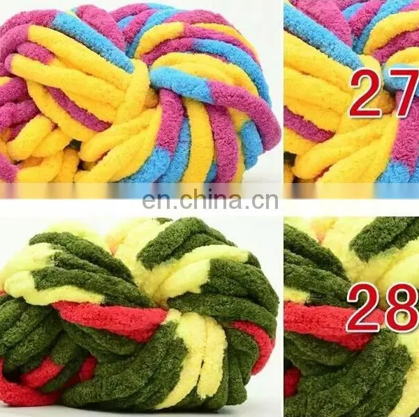 Space Dyed Mixed Colors for Chunky Chenille Yarn 100%polyester Soft photo-5