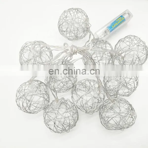 YIWO Holiday Decoration Christmas Led Light Silver Metal Ball Shaped String Lights Golden Fairy Lights For Home Party Decoration photo-3