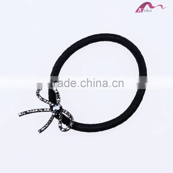 Cute Fancy Style Charming Bowknot Decorated Crystal Hair Elastic Rubber Bands For Girls Ponytail Holder photo-2
