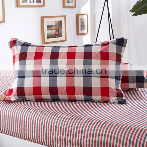 Best Selling Bright Color Bed Cover Quilt Red Plaid Print New Bedroom Set 100%cotton Kids Duvet Cover Set photo-4