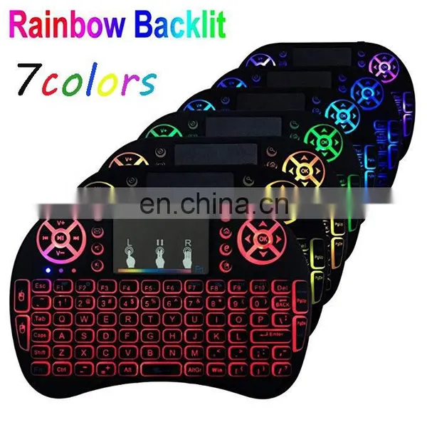 Russian,Hebrew,English Original i8 Mini Keyboard 2.4G Wireless Touchpad With 7 Colors Backlight Air Remote 2.4G Keyboard photo-3