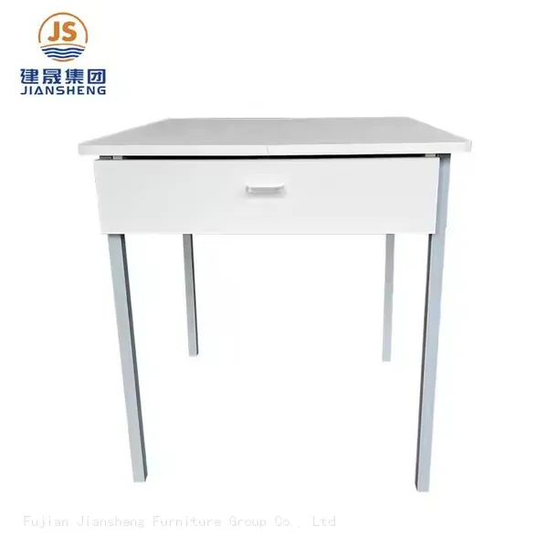 Product Descriptions From the Supplier Overview Product Description Size 700*700*750mm Desk TOP Top is MDF 18MM, PVC Edges Frame Round Tube With Powder Coating Packing Folding Legs, CKD,1 Set/Carton Color White Top,Gray Base Like,Maxima Chair RAL Product