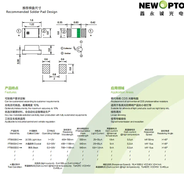 SMD 0603 Light Sensor, Phototransistor, Photodiode, Photo Sensor, 520nm 550nm 560nm 850nm 940nm CDS Replacement photo-2