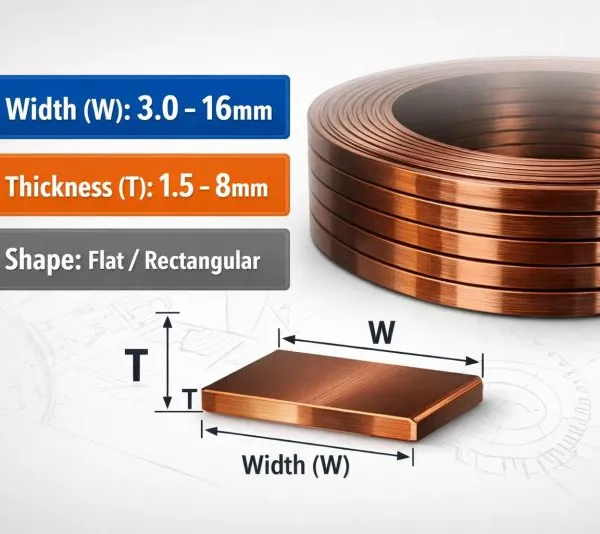 Custom Shaped Flat Enameled Solid Pure Copper Wire 600V Rated IP67 -55~250 for Inductor & Motor Coil Winding photo-4