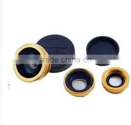 Universal 3 In 1 Clip-on Fish Eye Macro Wide Angle Cell Phone Lens Camera Kit for IPhone 4 5 6 Samsung S5 Note3 Lenovo Huawei