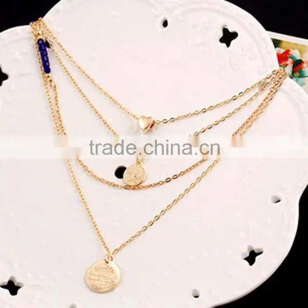 European Chunky Thin Multi Layers Metal Chain Coins Necklace Fashion Women Jewelry photo-2