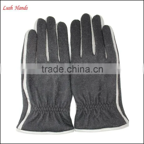 High Quality Winter Black Woolen White Decoration Gloves For Man With Touch Screen photo-3