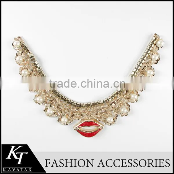 2015 Big Red Lips Metal Chain Trim For Party Dress photo-2