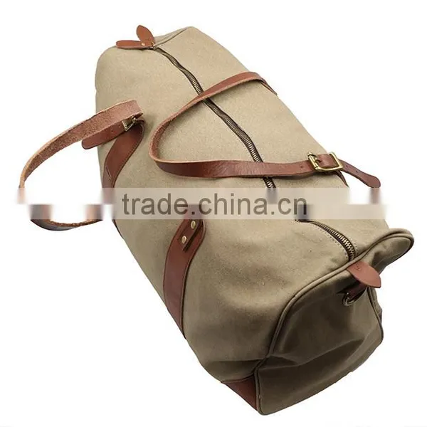 Luggage Duffle Bag Leather Vintage Military Canvas Travel Bags photo-3