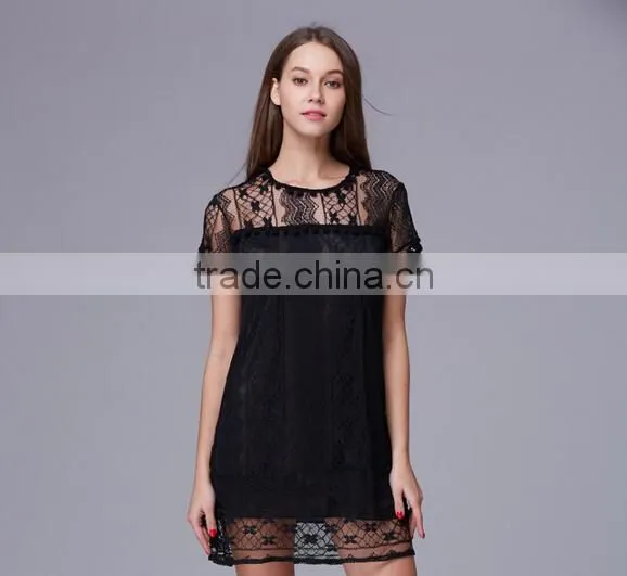 Latest Design Lady's Tassel Sexy Lace Evening Dress/ photo-2
