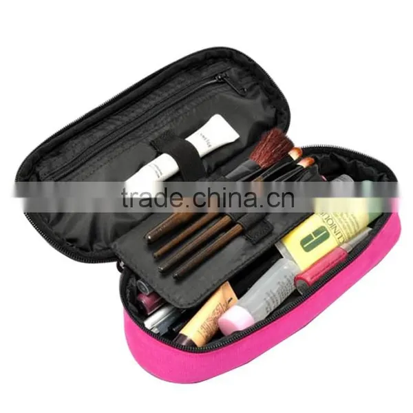 Big Capacity Multi-function Makeup Brush Case Pink Zipper Polyester Case photo-4