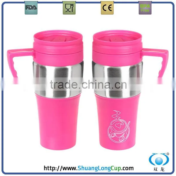 Promotional 16OZ Travel Mug Plastic Cup With Screw on Lid