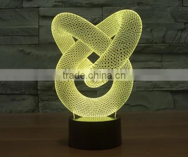 Mosunx Busines Night Light Optical 3D Chain Link Lighting Laser Cut Desk Lamp With USB Port LED for Children photo-2