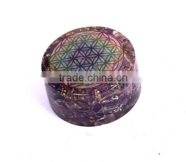 Amethyst Chakra Flower Of Life Orgonite Energy Tower Buster photo-2