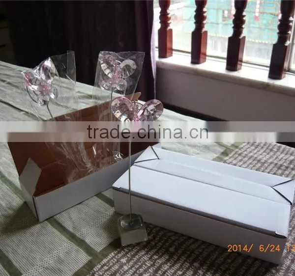 Pink (White) Crystal Butterfly Place Card Holders photo-3