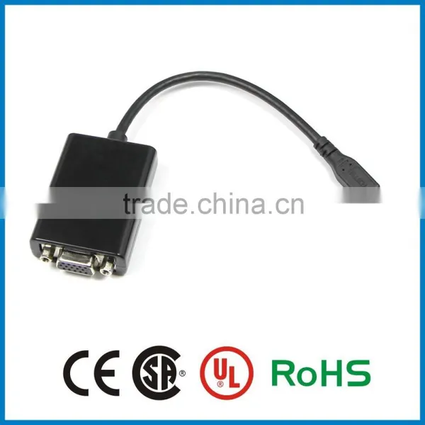2015 Newest Factory Wholesale High Quality Micro Hdmi to Vga Converter Cable Male to Male Adapter Cable