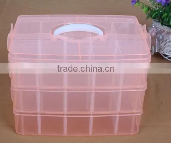25*18.7*17cm Three Layers 30 Compartments Jewelry Adjustable Plastic Storage Box Jewelry Earring Bin Case Container photo-3