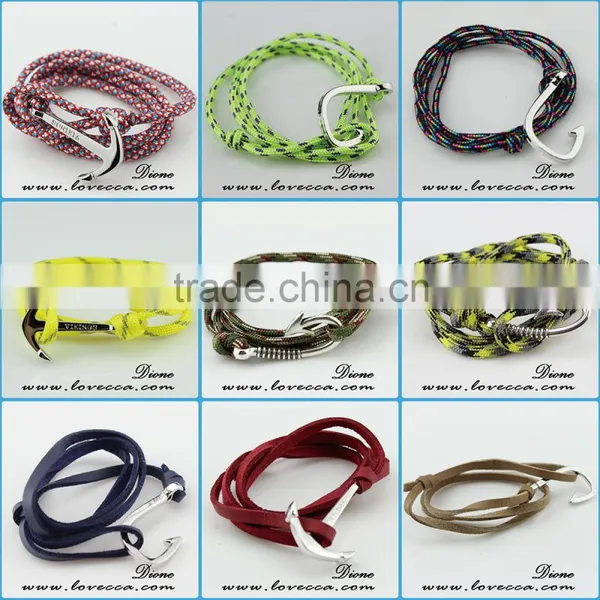 Fashion Jewelry Custom Navy Nautical Nylon Rope Anchor Bracelet Anchor Men Bracelet photo-3
