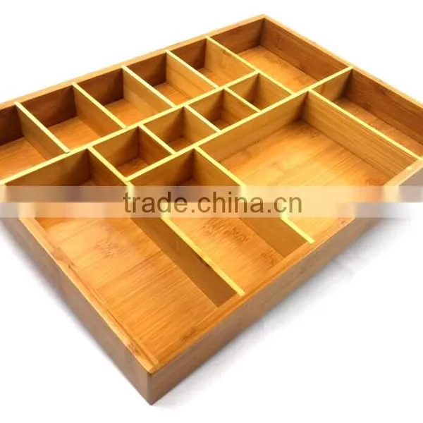 BH012 Rmovable Bamboo Adjustable Cutlery Drawer Organizer photo-2