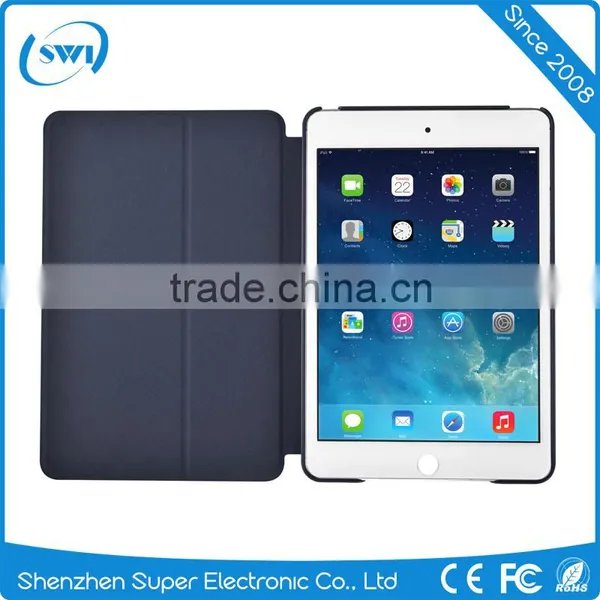 Shockproof PC Back Shell Smart Sleep Wake Stand Leather Case for IPad Mini 4 photo-3
