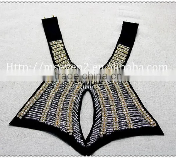 New Fashion Rhinestone Beaded Felt Fabric Collar, Chunky Bead Necklace for Garment photo-6