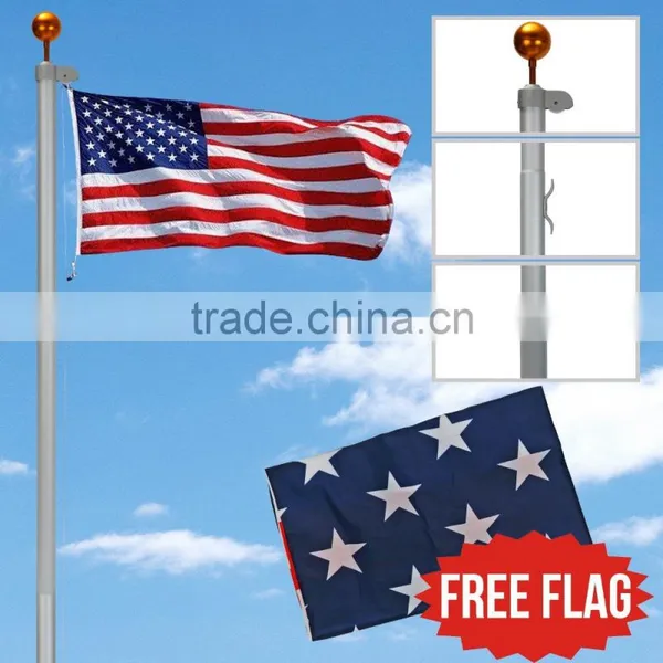 25Ft Aluminum Sectional Flagpole Kit Outdoor Halyard Pole + 2PC US American Flag photo-3