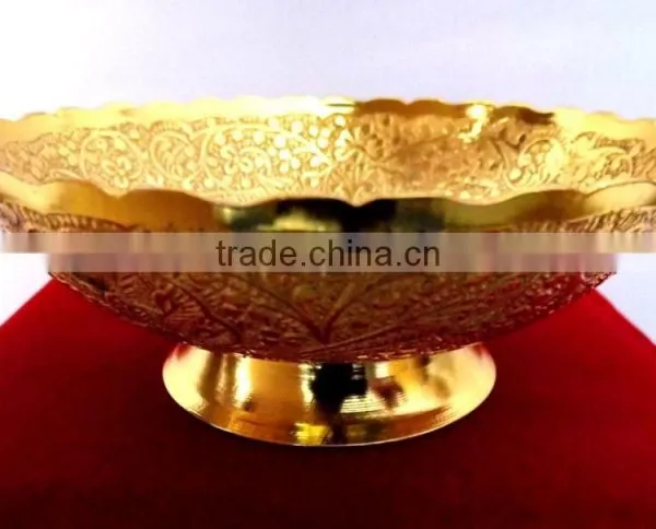New Design Gold and Silver Plated Brass Bowl With Embossing Designs photo-5