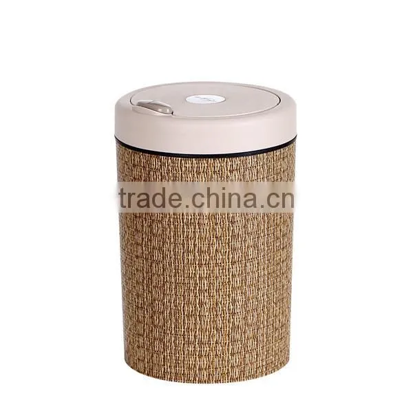 Plastic Open Top Structure Flip Round Trash Can Dustbin Trash Bin 10L photo-5