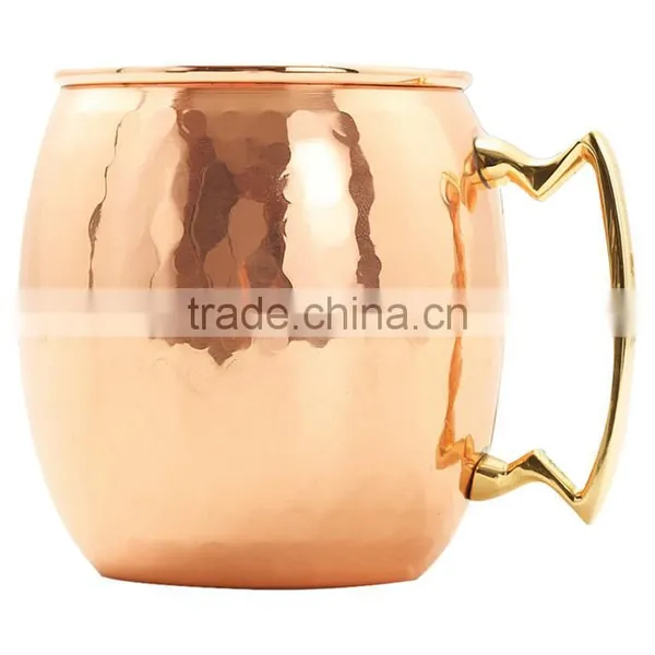 Set of 4 Pure Copper Beer Mug With Thumb Rest Handle, Hammered Copper Mugs With Brass Handle, Moscow Mule Copper Beer Mugs photo-4