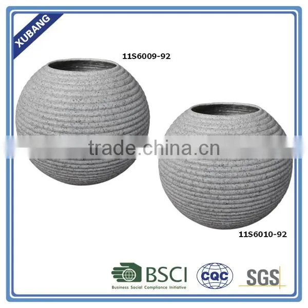 Sandstone Bold Stripe Ball Garden Decor Vase photo-2