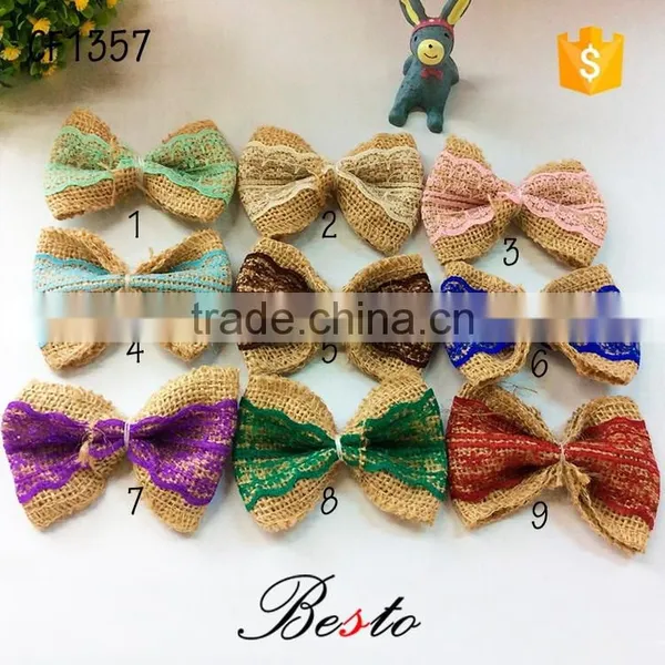 New Popular Wholesale Baby Girl Bow Lace Burlap Flower for Hair photo-5