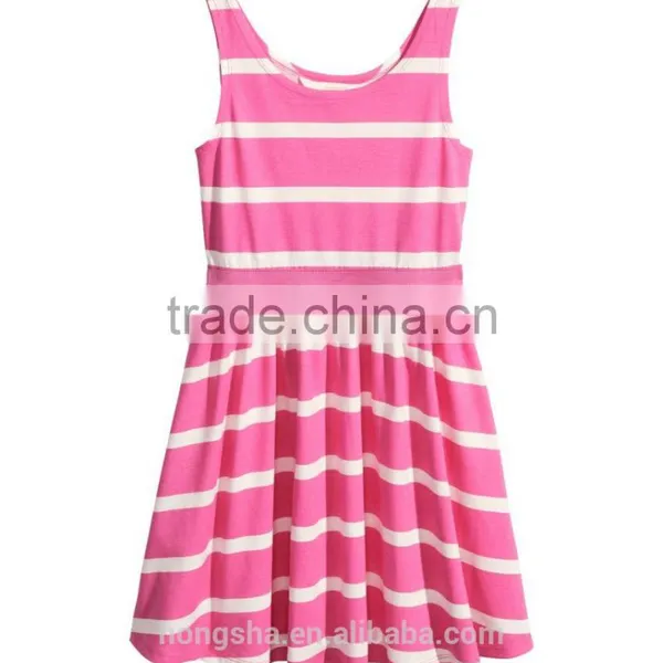 2016 Fashion Children Little Gilrs Cotton Jersey Stripe Print Dress HSD8073 photo-3