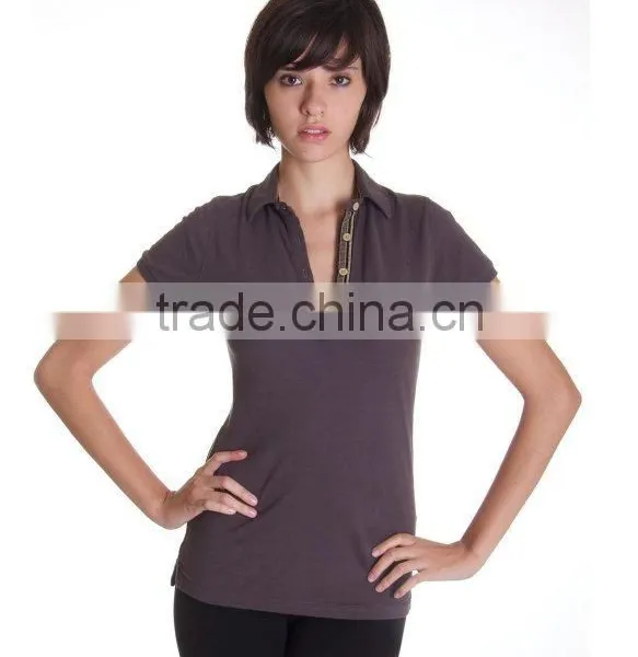 Women's Classic Fit Brown Polo,designer Clothing Manufacturer in China