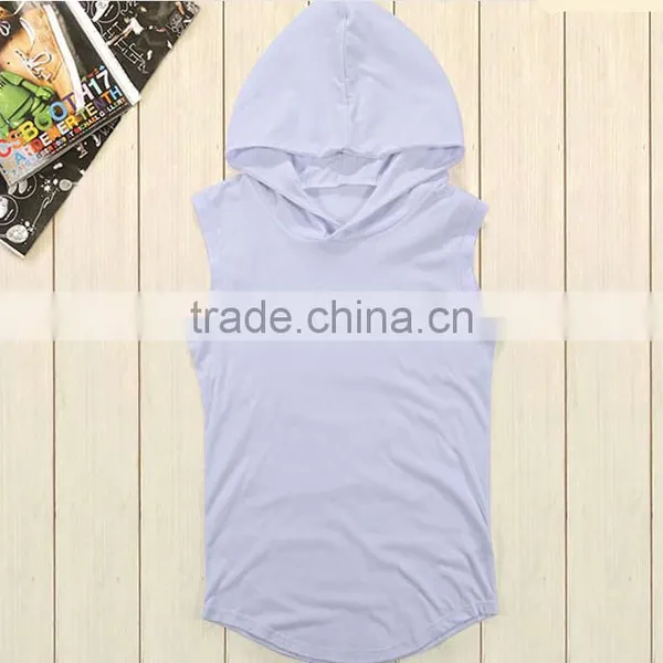 Hot Sale Custom 100% Cotton Sleeveless Plain White Pullover Hoodie photo-2