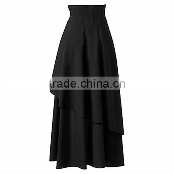 Front Short and Long Back Plain Dyed Women Skirt Dress photo-2