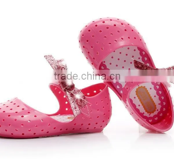 Shining Side Bow Hook and Loop Type Mini Melissa Jelly Shoes photo-3