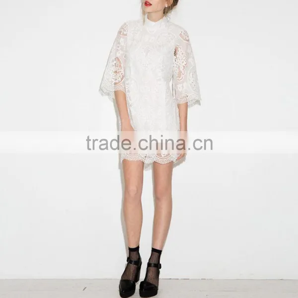 Fashion Women Elegant Crochet Ghana Lace Dress Styles Ladies Latest Sexy Evening Party Mini Dresses photo-4