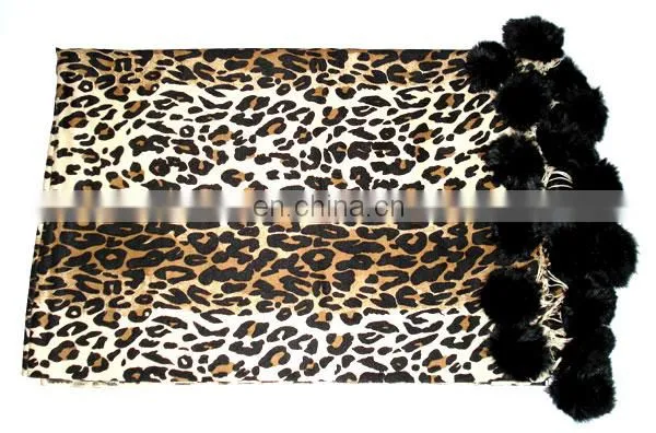 Paiseley Design Shawl With Fur Balls in Mexico photo-4