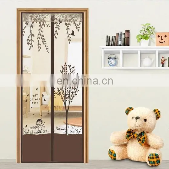 Magnetic Curtain Automatic Closing Door Screen Bird Style Print Polyester Fiber 4 Color 2 Size 1Pcs photo-6