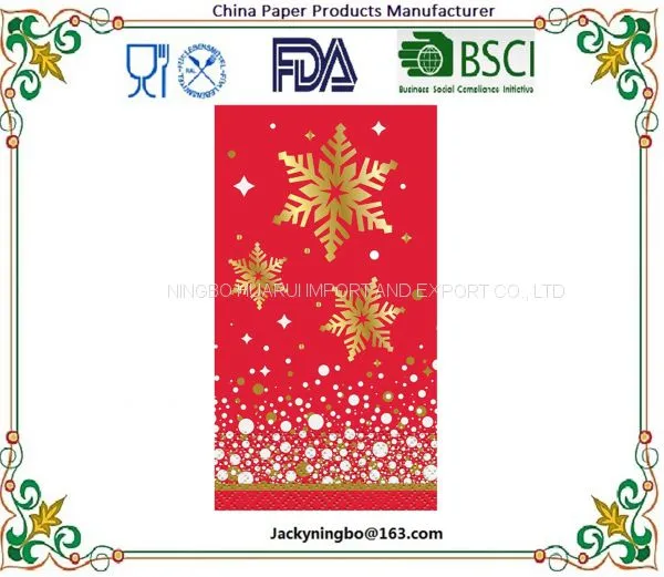 10x10 Inch 3 Ply Foil Hot Stamp Paper Luncheon Napkins Cocktail Beverage Paper Napkins for Christmas Party