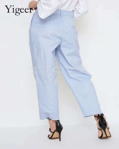 Ruffled Waist Ankle Casual Pants photo-4