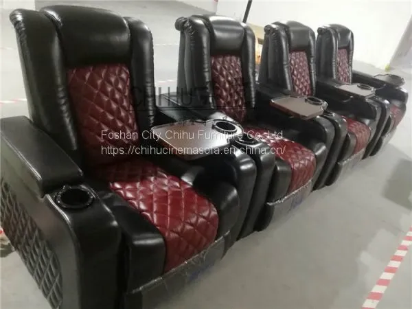 Real Genuine Leather Power Recliner Theater Sofa With Cool Cupholder photo-3