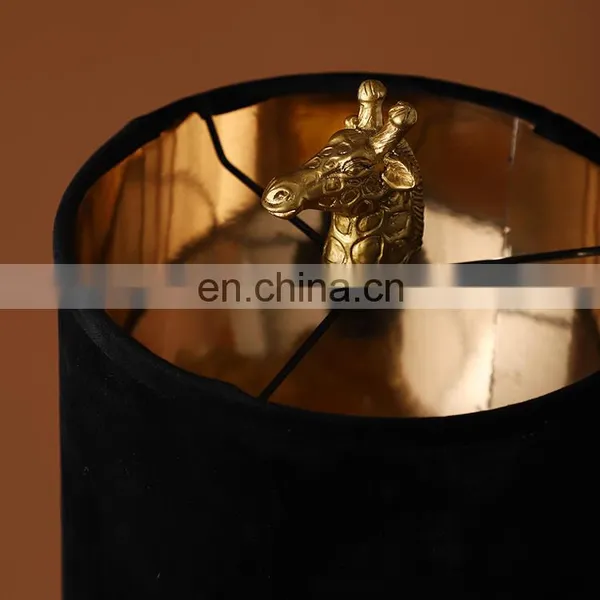 Creative Small Giraffe Resin Animal Base Home Decoration Black Lampshade Luxury Gold Desk Lights for Living Room photo-3