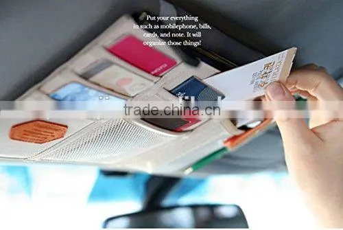 New Multi-purpose Auto Car Sun Visor Organizer Pouch Bag Card Storage Holder Beige photo-3