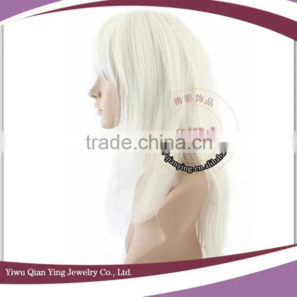 Long Straight High Quality Cheap White Cosplay Synthetic Hair Wig photo-2