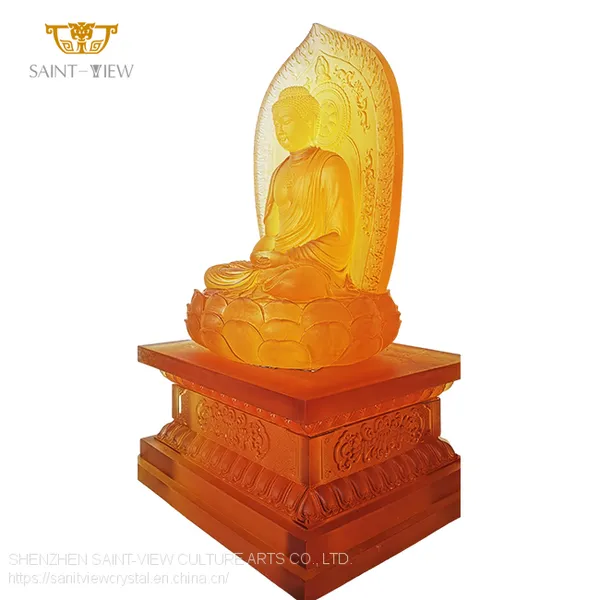 Customization Size Color Yellow Gold Plating Engrave Handmade Carving Temple Indoor Big Buddha photo-2
