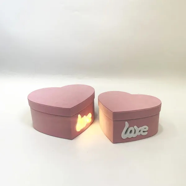 2025 Mother's Day Innovative Gift Packaging 2 Pieces Heart Shaped Gift Box With Love Shape LED Lights For Valentine's Day photo-5