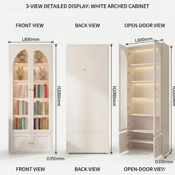 Tall White Glass Display Cabinet With Lock — Secure Locked Storage for Beauty Salons & Jewelry photo-2