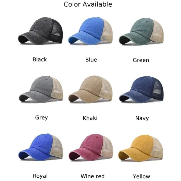 Washed Distressed Cotton Mesh Trucker Hat Vintage Blank Unstructured Baseball Cap Adjustable Back Outdoor Fishing Sun Hat Custom Logo Wholesale photo-5