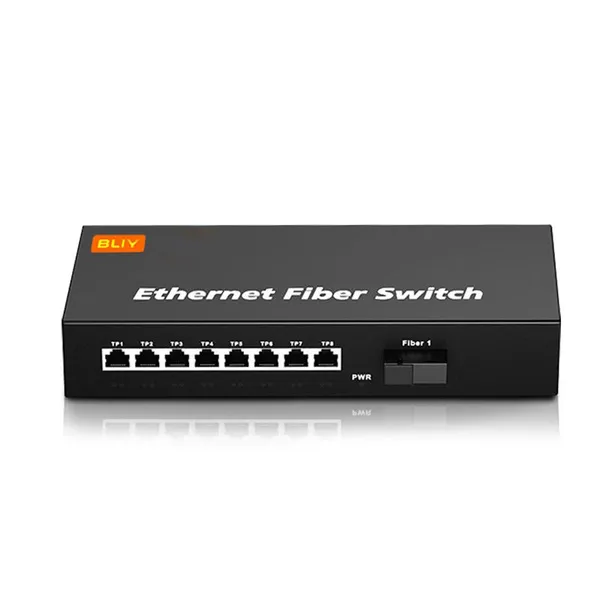 BLIY 8+1 Port POE Switch Fast Ethernet (100M) or Gigabit Available, With Optional and Customizable 1×9 or SFP Optical Module.
